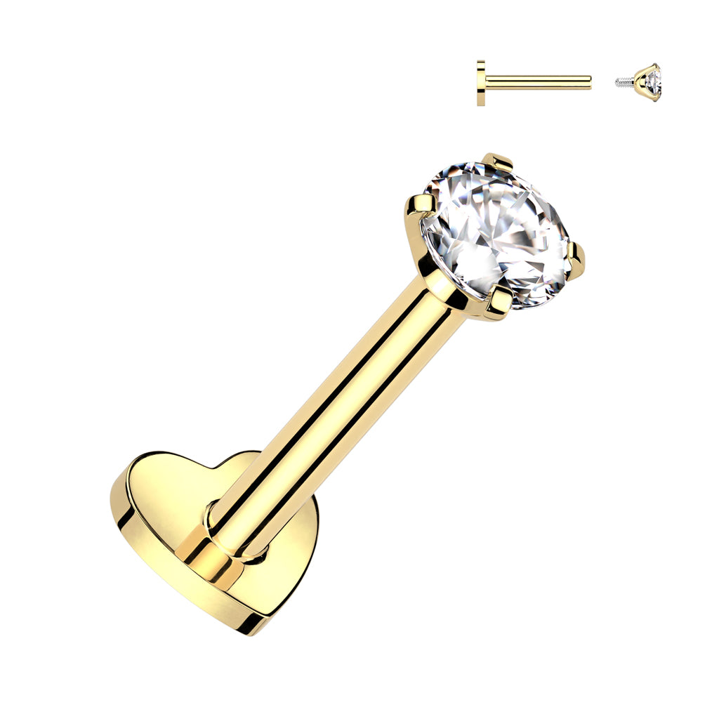 Implant Grade Titanium Internally Threaded Heart Base Labret With Prong